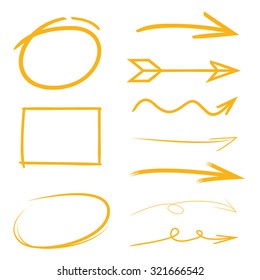 hand drawn arrows, circles, rectangle frames