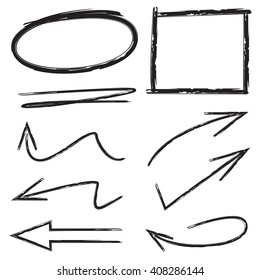 hand drawn arrows, circles, rectangle markers