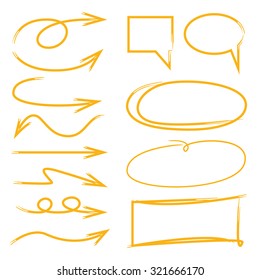 hand drawn arrows, circles, speech bubbles