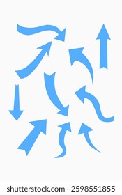 Hand drawn arrows collction in blue color