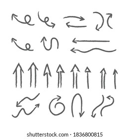 Colección de flechas dibujadas a mano. Conjunto de doodles de flecha. Elementos gráficos dibujados a mano. 