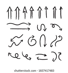 Hand drawn arrows collection. Arrow doodle set. Hand drawn graphic elements. 