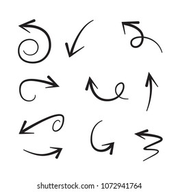 hand drawn arrows collection on white background