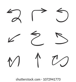 hand drawn arrows collection on white background