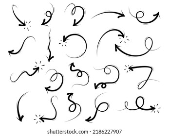 Hand drawn arrows collection, arrows on white background