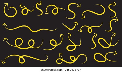 Hand drawn arrows collection Set simple flat arrows isolated on white background. Arrow mark icons and arrow paint. Stock vector. EPS10.