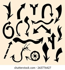 Hand drawn arrows collection set