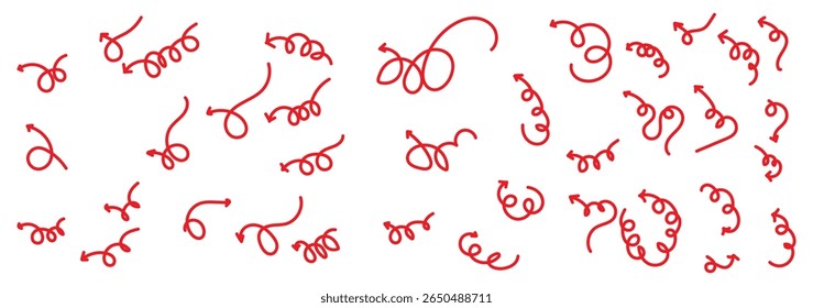 Hand drawn arrows collection Set simple flat arrows isolated on white background. Arrow mark icons and arrow paint. Stock vector. EPS10.