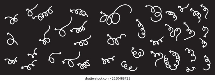 Hand drawn arrows collection Set simple flat arrows isolated on white background. Arrow mark icons and arrow paint. Stock vector. EPS10.