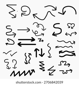 Hand drawn arrows collection set, sketch pointers, vector doodles Vector