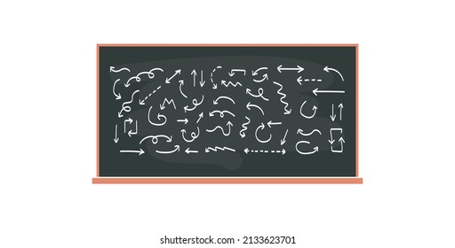 Hand drawn arrows concept and simple arrows on chalkboard flat vector illustration.