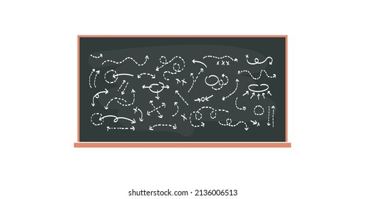 Hand drawn arrows concept and simple arrows on chalkboard flat vector illustration.
