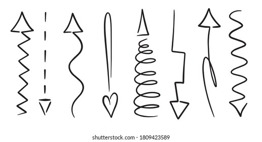 hand drawn arrows different doodle set