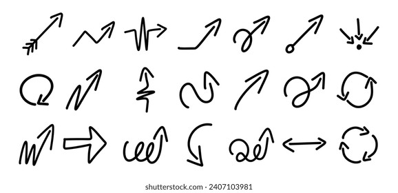 hand drawn arrows direction symbol collection 
