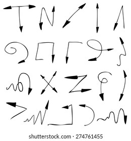 hand drawn arrows, doodle arrow icons