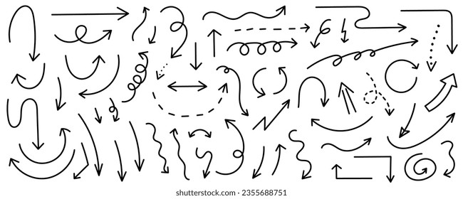 Hand drawn arrows. Doodle collection 