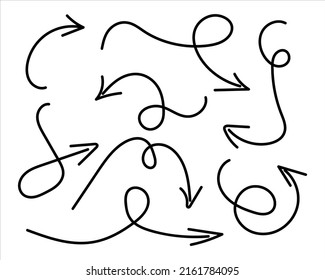 hand drawn arrows. Doodle arrows isolated on white background. vector illustration