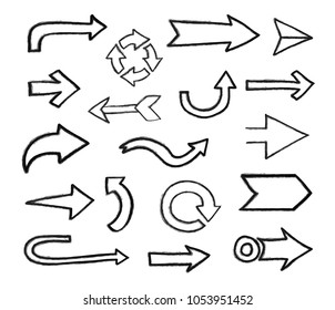 Hand drawn arrows. Doodle arrows set.Vector illustration.