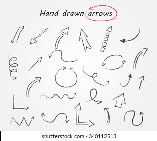 Hand drawn arrows. Doodle arrows set.Vector illustration.