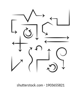 Hand drawn arrows in doodle style. vector illustration