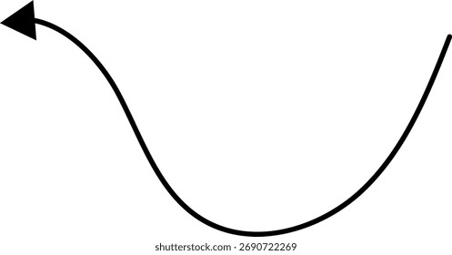 Hand drawn arrows. Hand drawn freehand different curved lines, swirls arrows. Curved arrow line. Doodle, sketch style. Isolated Vector illustration.