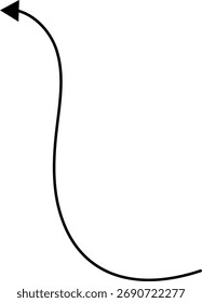 Setas desenhadas à mão. Mão desenhada à mão livre diferentes linhas curvas, gira setas. Linha de seta curva. Rabiscar, esboço. Ilustração em vetor isolado.