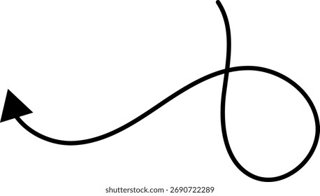 Flechas dibujadas a mano. Dibujado a mano alzada diferentes líneas curvas, remolinos y flechas. Línea de flecha curva. Doodle, estilo sketch. Ilustración vectorial aislada.