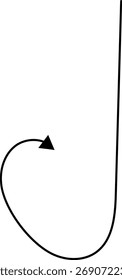 Setas desenhadas à mão. Mão desenhada à mão livre diferentes linhas curvas, gira setas. Linha de seta curva. Rabiscar, esboço. Ilustração em vetor isolado.