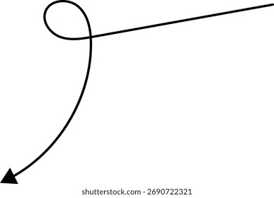 Hand drawn arrows. Hand drawn freehand different curved lines, swirls arrows. Curved arrow line. Doodle, sketch style. Isolated Vector illustration.