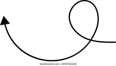 Hand drawn arrows. Hand drawn freehand different curved lines, swirls arrows. Curved arrow line. Doodle, sketch style. Isolated Vector illustration.