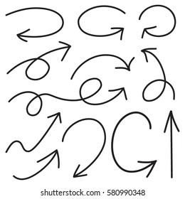 Hand drawn arrows and graphic elements in black. Stylish elements for design. Vector illustration. 