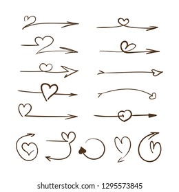 Hand drawn arrows with a heart