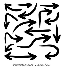 Handgezeichnete Pfeile Symbolsatz. Pfeilsymbol für Geschäftsplan und Bildung. 