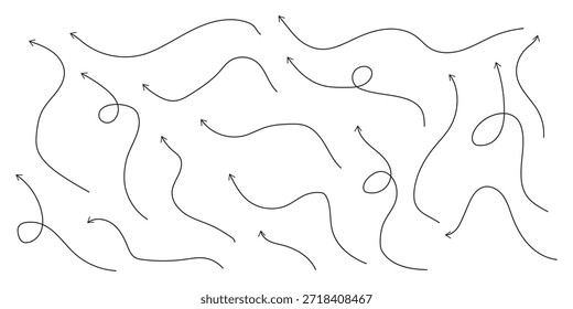 Conjunto de iconos de flechas dibujadas a mano. Conjunto de iconos negros grandes de flechas. Diseño de símbolos de iconos de flecha. Flecha plana colección de Vector