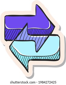 Icono de Flechas dibujadas a mano en ilustración vectorial de estilo de pegatina