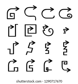 hand drawn arrows icons set