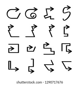 hand drawn arrows icons set