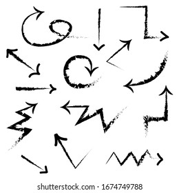 handgezeichnete Pfeilsymbole Set. Pfeilsymbol mit verschiedenen Richtungen. Doodle-Vektorillustration-Illustration. einzeln auf weißem Hintergrund.
