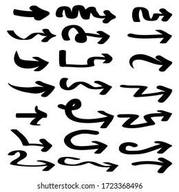 hand drawn Arrows icons Set. arrow icon with various directions. Doodle vector illustration. isolated on a white background.