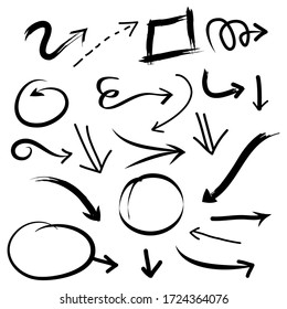 hand drawn Arrows icons Set. arrow icon with various directions. Doodle vector illustration. isolated on a white background