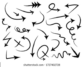 hand drawn Arrows icons Set. arrow icon with various directions. Doodle vector illustration. isolated on a white background