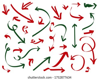 hand drawn Arrows icons Set. arrow icon with various directions. Doodle vector illustration. isolated on a white background