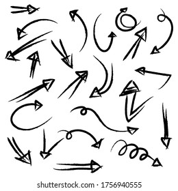 hand drawn Arrows icons Set. arrow icon with various directions. Doodle vector illustration. isolated on a white background