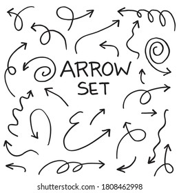 hand drawn Arrows icons Set. arrow icon with various directions. Doodle vector illustration. isolated on a white background.