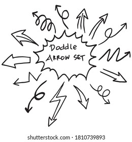 hand drawn Arrows icons Set. arrow icon with various directions. Doodle vector illustration. isolated on a white background.