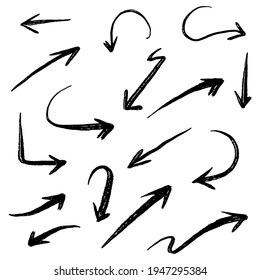 hand drawn Arrows icons Set. arrow icon with various directions. Doodle vector illustration. isolated on a white background.
