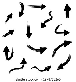 hand drawn Arrows icons Set. arrow icon with various directions. Doodle vector illustration. isolated on a white background