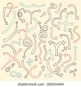 Hand drawn arrows icons set. Vector illustration for your business and education design.