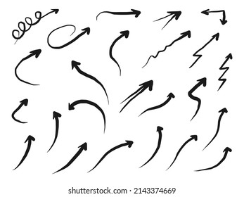 hand drawn Arrows icons Set. arrow icon with various directions. Doodle vector illustration. isolated on a white background