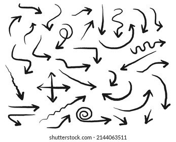 hand drawn Arrows icons Set. arrow icon with various directions. Doodle vector illustration. isolated on a white background
